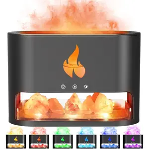 Fireplace Flame Diffuser, Aromatherapy Essential Oil 250ml Himalayan Salt Lamp Cool Mist Ultrasonic Humidifier for Bedroom,Office,Home