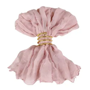 6pcs Elegant Square Pleated Gauze Napkins Solid Color 50X50cm Placemat Thin Vintage Reusable Table Decoration Wedding Party