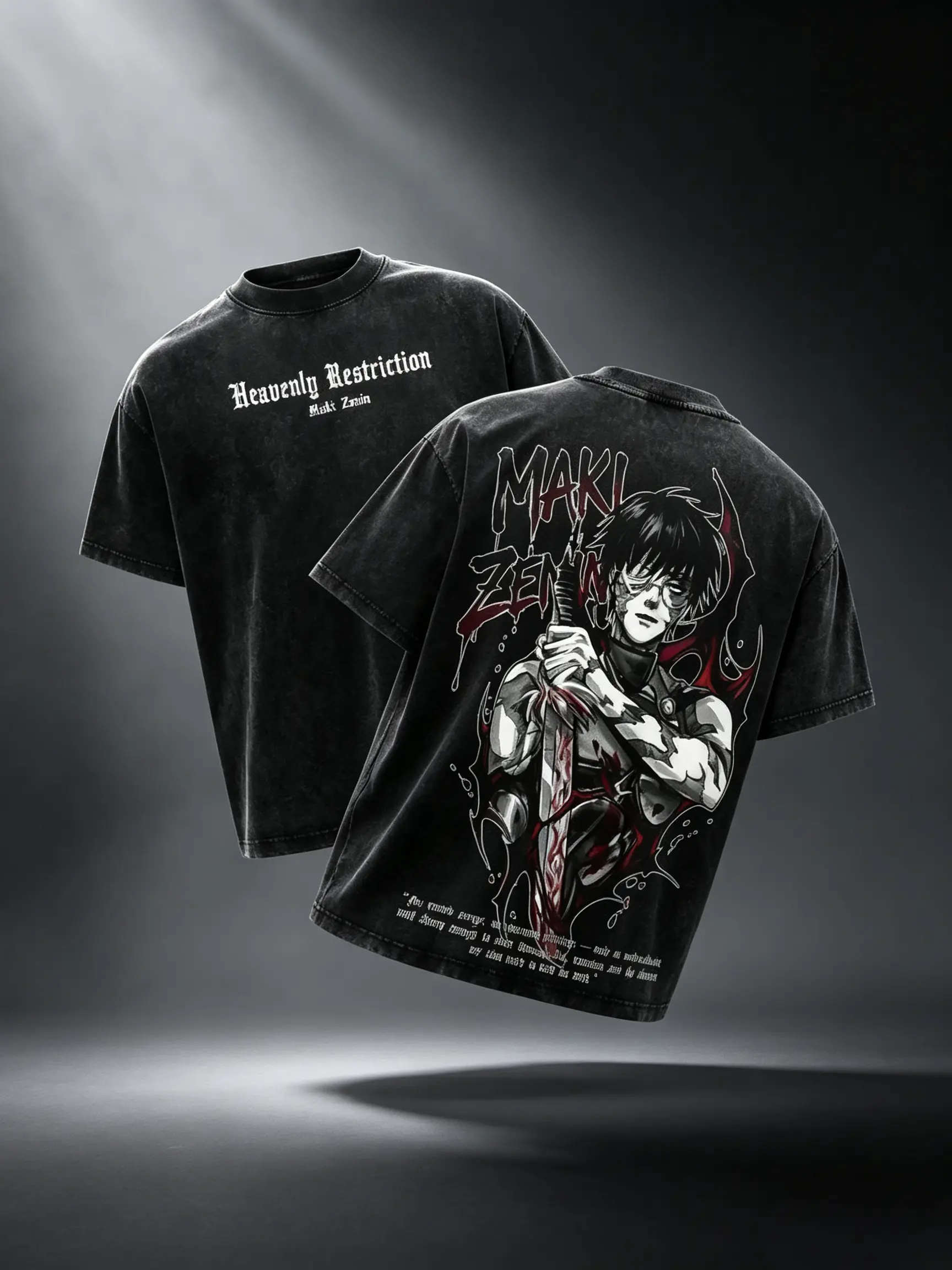 Maki Zenin Jujutsu Kaisen T-Shirt & Hoodie – Vintage Washed Oversized Anime Tee, Dark Aesthetic Maki Manga Graphic Shirt, Heavy Cotton Unisex Streetwear JJK Merch, Fall Outfit Anime Gift，Anime lovers, Jujutsu Kaisen anime merchandise