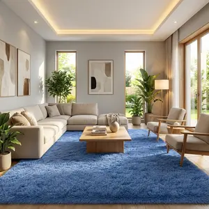XEXSIN Blue Fluffy Area Rug for Bedroom & Living Room Soft Shaggy Carpet for Kids Boys Girls Dorm Non-Slip Tapes Home Decor