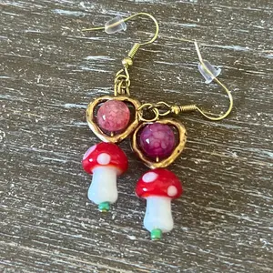 Enchanted Heart Mushroom Earrings