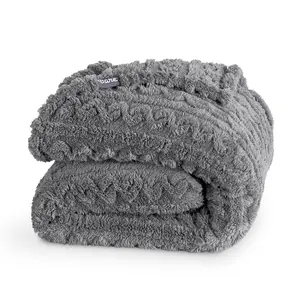 Bare Home Cable Knit Sherpa Blanket