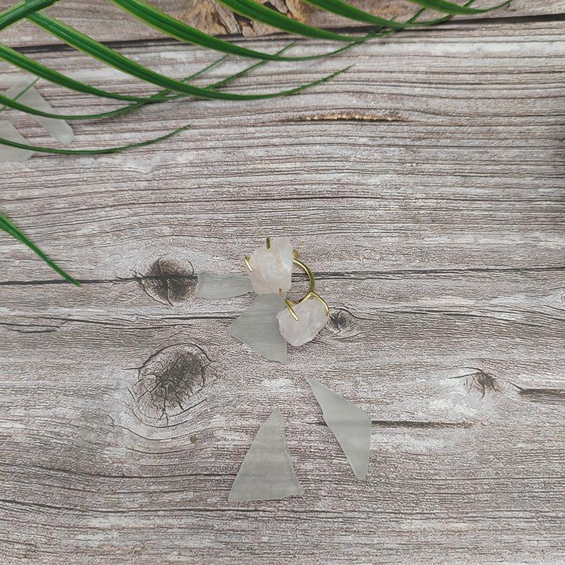 Stylish and minimalist natural rose quartz and amethyst double four-prong fixed ring, multi-color adjustable ring