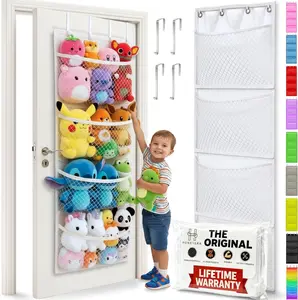 Honeyera Stuffed Animal Storage Organizer Over Door Hook Hangable White