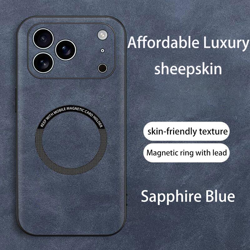 MagSafe Compatible iPhone Case | Luxury Suede PU Leather Cover for iPhone 17/16/15/14/13/12 Pro/Pro Max/Plus/Air, Shockproof Anti-Slip Ultra Light Protective Case, Perfect Gift for Her/Him