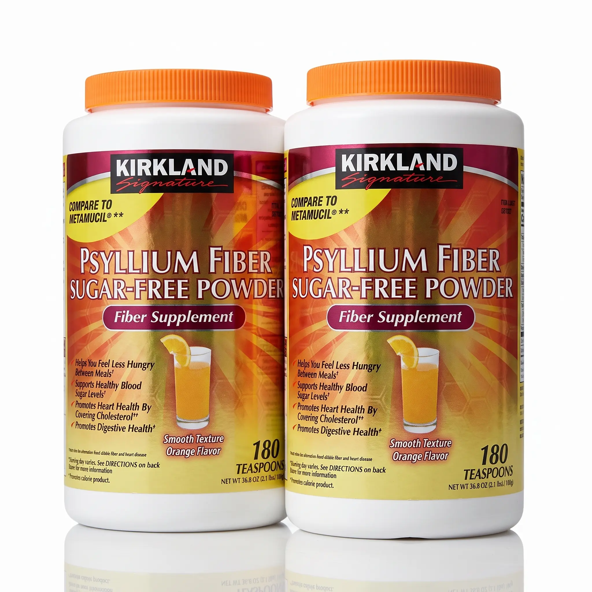 Kirkland Signature Natural Sugar-Free Psyllium Fiber Powder, 360 Doses, Fiber Supplement, Orange Flavor Dietary Fitness Healthy Gut Probiotics Digestive Wellness Bundle