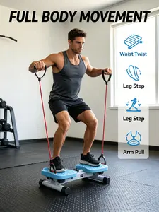 Adjustable Waist Twist Trainer Machine with Resistance Bands,  Plates, Low Impact Full Body Core Workout Stepper, Portable Compact Home Gym Equipment for Abdomen, Waist, Hip & Leg Shaping for Women Men All Ages