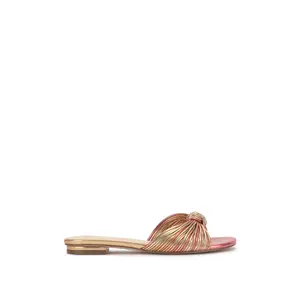 Dydra Flat Sandal in Soft Pink & Gold - Comfortable Women's Footwear for Summer Walking Shoes