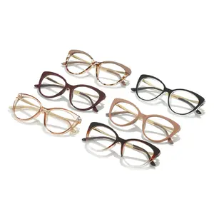 Retro Cat Eye Sports Eyewear, Trending Eyeglasses with Anti-Blue Resin Lenses and Color-Changing Flat Glasses Frame