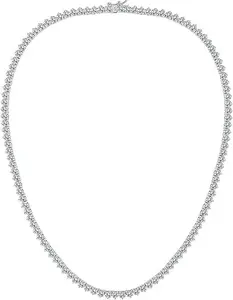 Gemsme 4mm Tennis Necklaces for Women - 3 Prong 18K White Golden Plated Round Cubic Zirconia Classic diamond Tennis Chain Tennis Necklace for Women and Men Size 16/18/20/22/24 inch