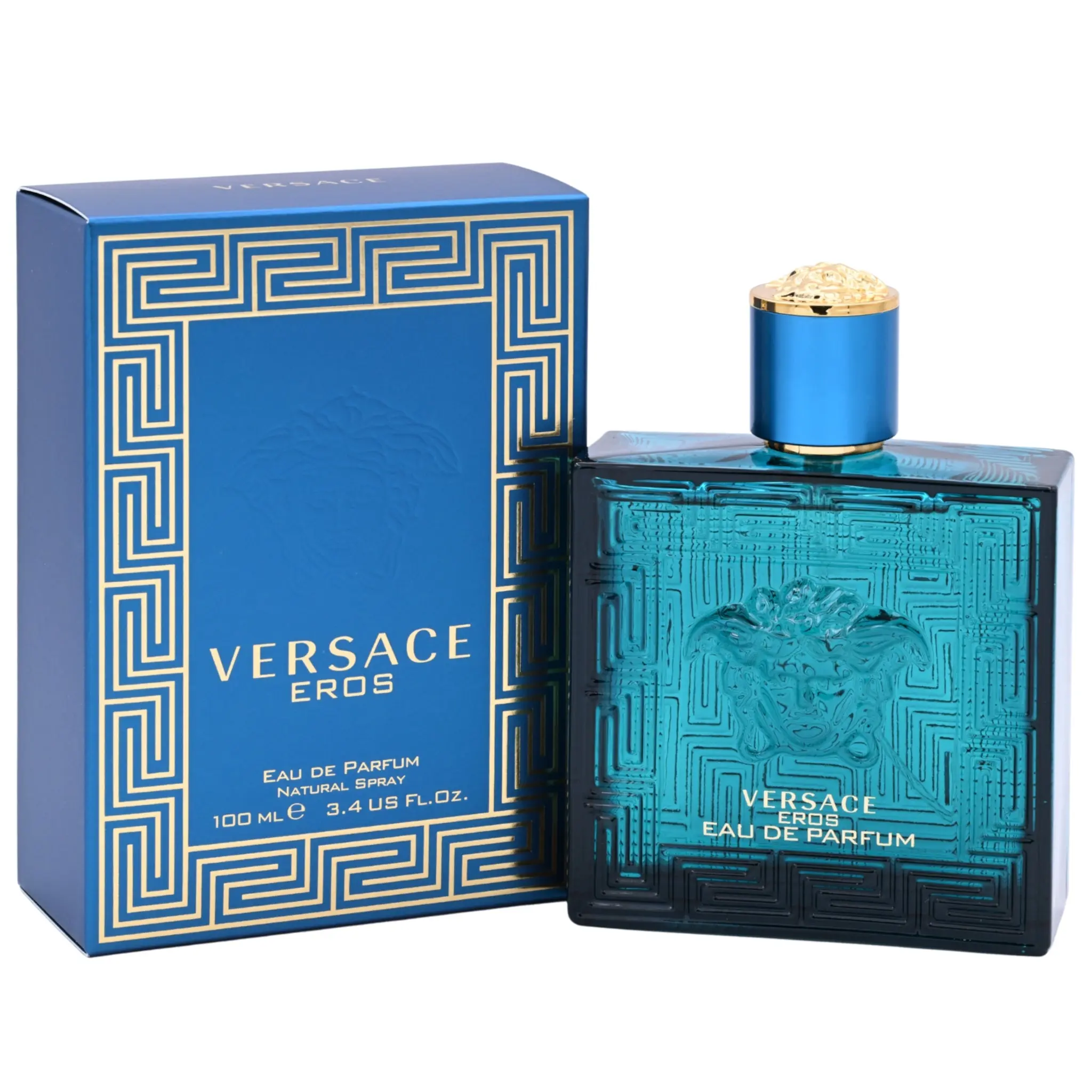 Versace Eros Men's Eau de Parfum (EDP) - 3.4 fl oz Lemon Greenmint Cooling Packaged Citrus Fragrance with Fresh Citrus & Mint Oil, New Boxed, Lemon Men's Fragrance, Greenmint Men's Fragrance