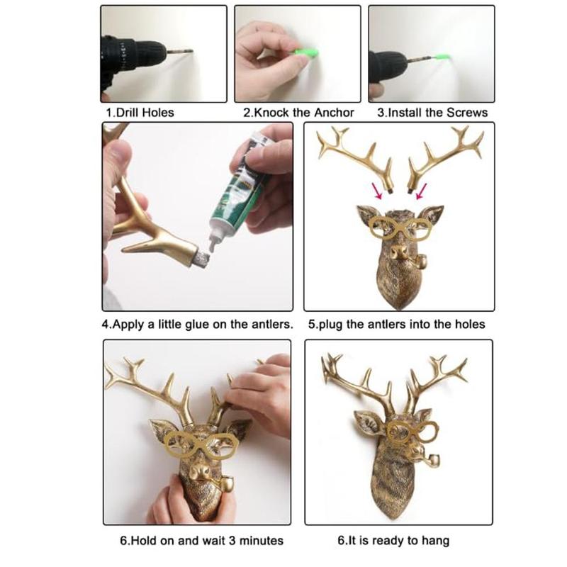 Animal Head Wall Decor, 1 Count Resin Animal Head Wall Hanging Ornament with Frame, Wall Art Decor for Home Living Room Bedroom Office