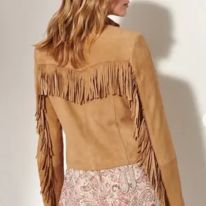 Cadie Suede Leather Jacket with Fringe Detailing for Stylish Wear