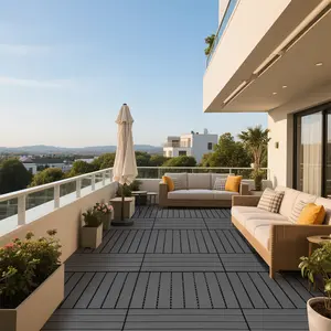 Interlocking Deck  (24 PCS), 24x12 Inches Waterproof Outdoor Patio Flooring, Easy Snap Balcony Floor  for Garden, Poolside, Backyard, Pathway, Indoor Use, foam marble tiles wpc frameless shower door Reinforced Garage Screen