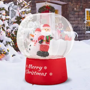 Magical Christmas Inflatable 4FT Outdoor Decorations Light Up Snow Globe with Santa Snowman Scene Crystal Ball Yard Lawn Party Indoor Use Home Decor New Year