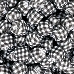 White Plaid 14mm Hexagon silicone bead