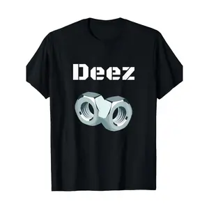 Summer t Shirts 100% Cotton Funny "Deez Nuts" Graphic T-Shirt, Men's Casual Crew Neck Short Sleeve Tee with Geometric Design