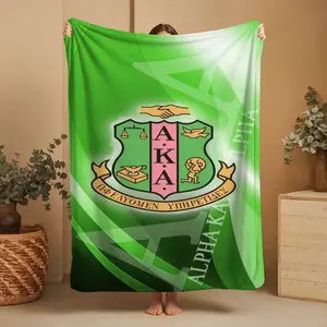 1Pc AKA African American Women's Badge Pattern Digitally Printed Flannel Blanket - Extra Large Plush Blanket Suitable for beds and sofas contemporary design Suitable for all seasons Machine washable Ideal for traveling, camping and napping