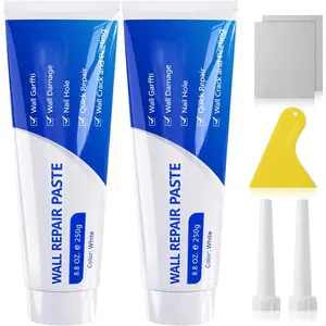Drywall Repair Kit, 500 g Wall Mending Agent- 2 Pack, Wall Spackle Repair Kit with Scraper, Patch for Wall Hole Filler, White Spackle Wall Repair Paste, Plaster Dent