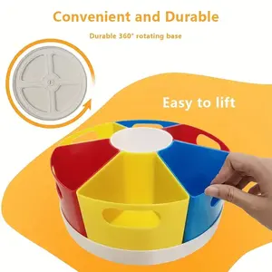 Multicolor 360° Rotating Desktop Organizer Box, Plastic Divided Storage Tray, Home School Classroom Organizer, Art Supplies Pencil Crayon Marker Holder