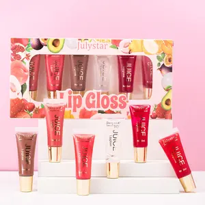 Fruit Flavor Lip Moisturizer Gloss, 6 Counts/set Moisturizing Nourishing Lip Glaze, Glossy Lip Glaze Stick, Plumping Lip Oil Lip Stick for Girls & Women