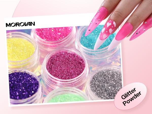 MOROVAN Acrylic Nail Blossom Kit with Everything: Elysium Series Professional Acrylic Set with UV Lamp, Nail Charms & Glitter Acrylic Powder, Complete Nail Starter Kit for Beginners