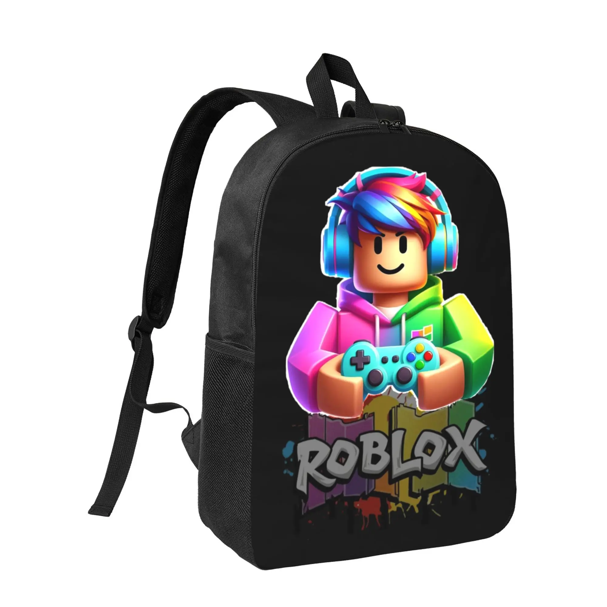 Roblox Gamer Backpack for Boys Girls, Vibrant Rainbow Video Game School Bag