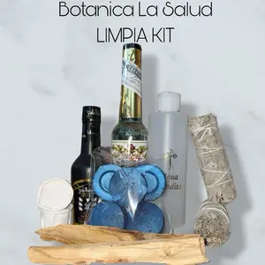 Botanica La Salud LIMPIA KIT Spiritual Energy Cleanse Kit for Cleansing Energy Vibes Protection with Essential Oils Sage Palo Santo & Eggshell Powder