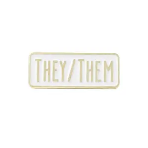 They / Them Pronouns Rectangle Enamel Pin