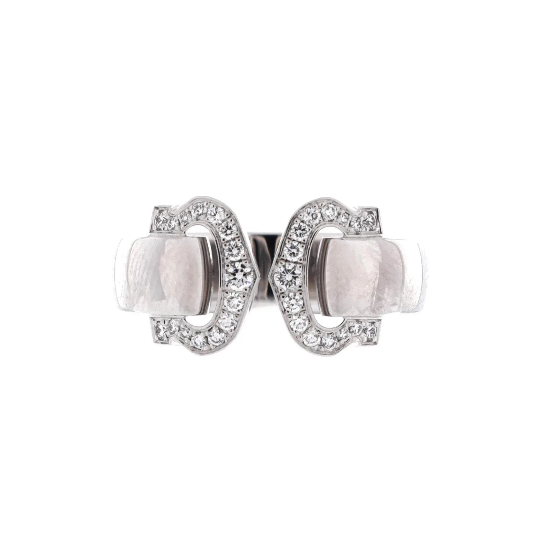 Pre-owned Cartier Vintage C de Cartier Ring 18K White Gold with Diamonds by Rebag