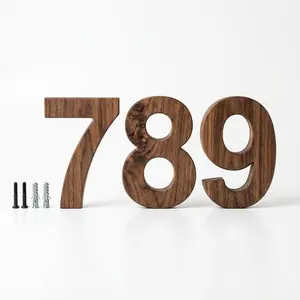 Handcrafted Wood Address Numbers - Natural Walnut House Number Letters