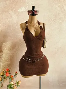 Women's Summer Fashion Twist Texture Mini Dress Slim Fit, Party, Christmas Party Evening Gown, Women's Party Dress, Ladies Party Wear