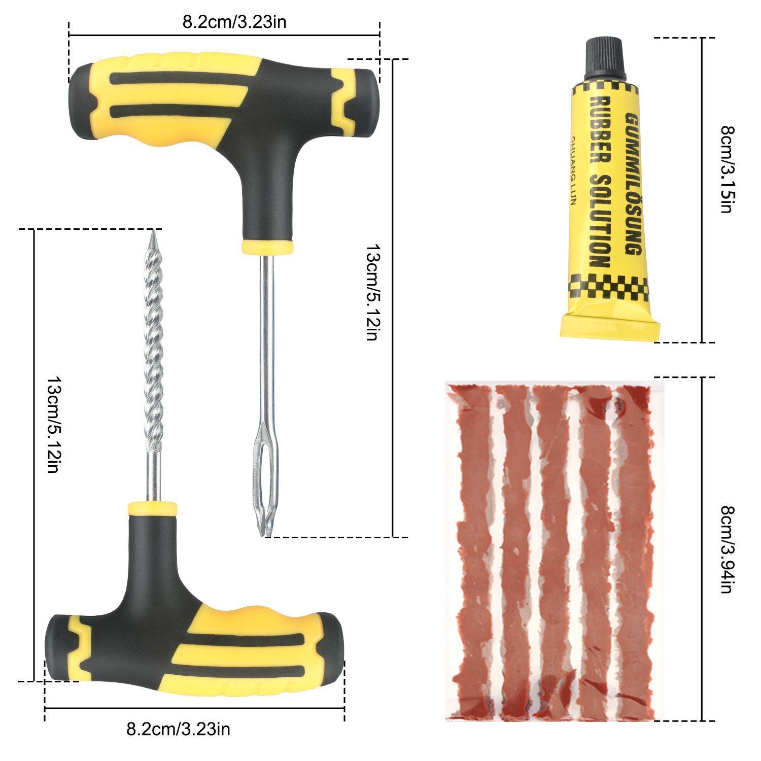 Heavy Duty Tubeless Tire Repair Kit: Flat Plug Tool w/ T-Handle & 55 Strings for Car Truck ATV