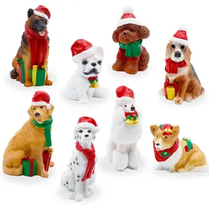 8 count Chrismas  Figurines, Realistic Detailed Christmas Figurines Playset,  Chrismas  Toys, Santa Hat  for 3+  Christmas Decor Village Scene