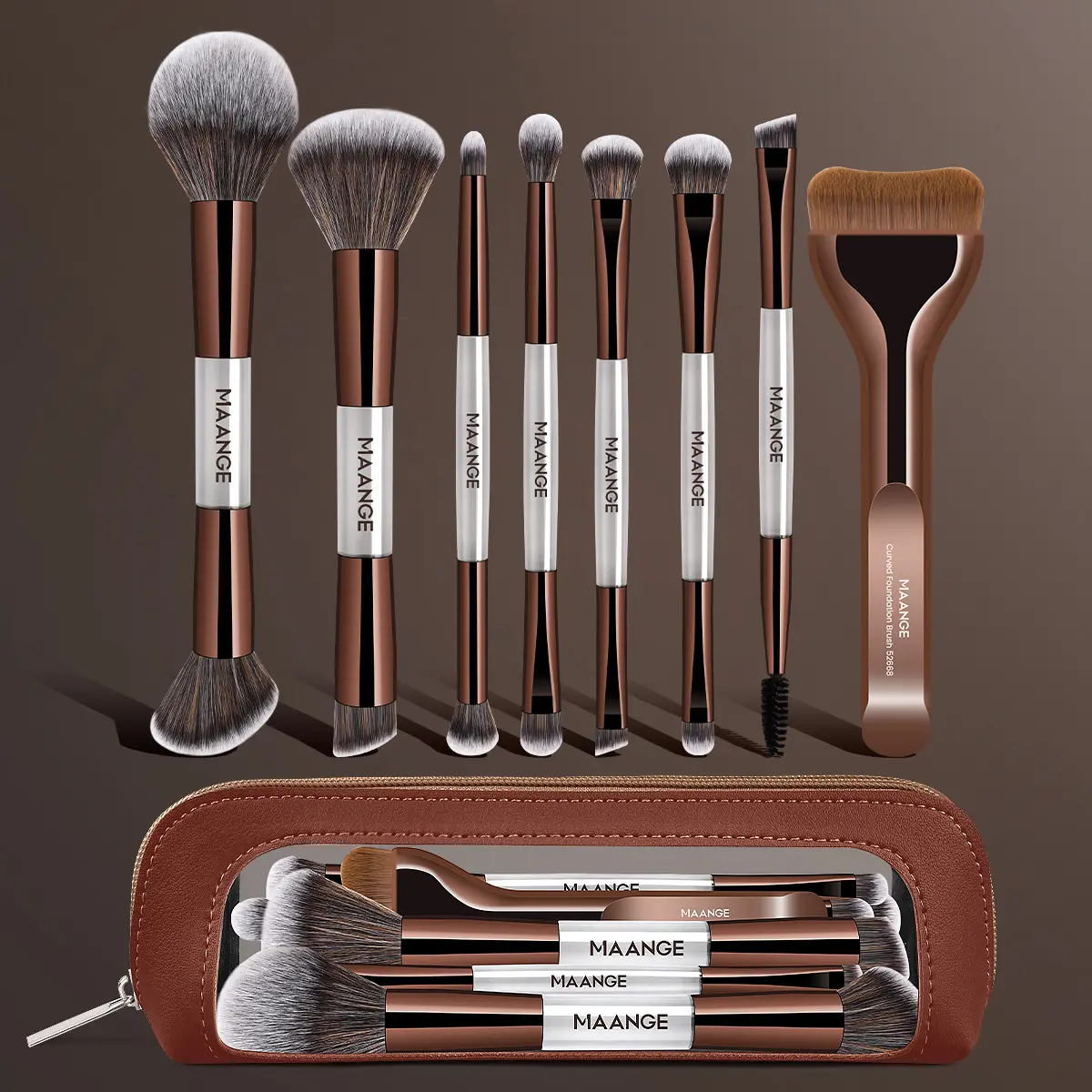 MAANGE 8pcs Makeup Brush Set with Cosmetic Bag, Makeup Brushes Set, Foundation, Blush, Concealer, Eyeshadow, Eyeliner, Eyelash Brushes, Professional Beauty Tools for Foundation, Blush, Eyeshadow