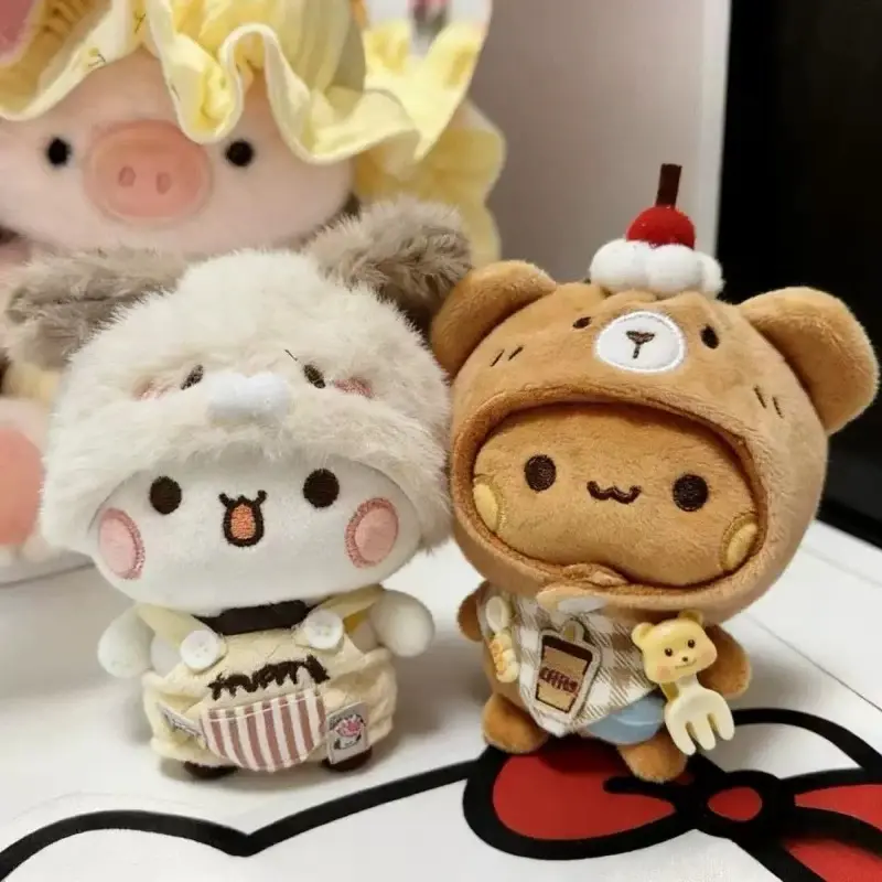 New Bubu And Yier Panda Plush Doll Suit Soft Anime Toy Kawaii Cartoon Fluffy Bear Bag Car Key Pendant Decoration Couple Gift