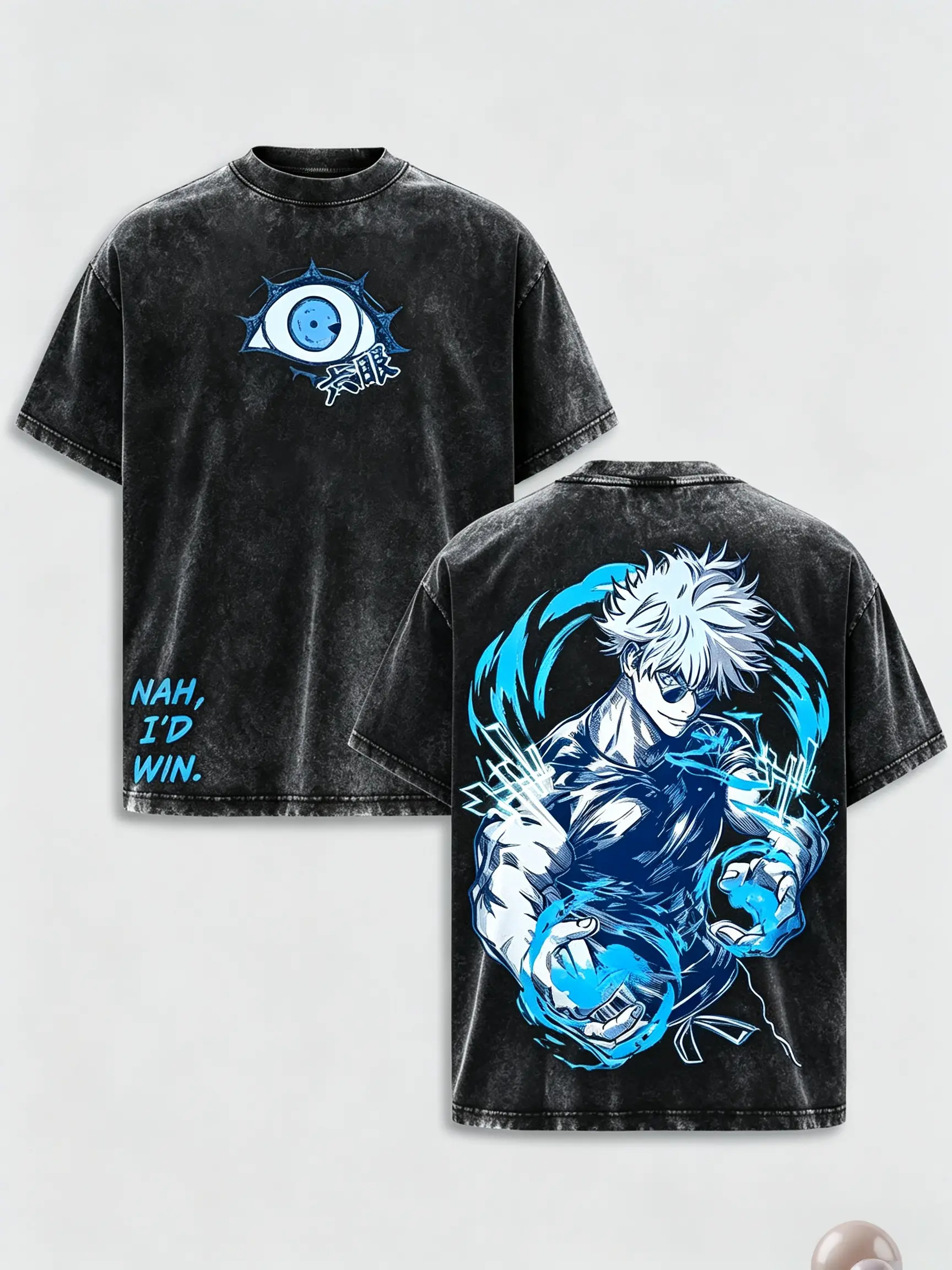 Gojo Satoru “Nah, I’d Win”  | JJK Anime Graphic T-Shirt |   Oversized Streetwear | Blue Cursed Energy Design | Jujutsu Kaisen Manga Fan Teehumor graphic ,humor graphic  casual slim-fitting top f day funny meme tee