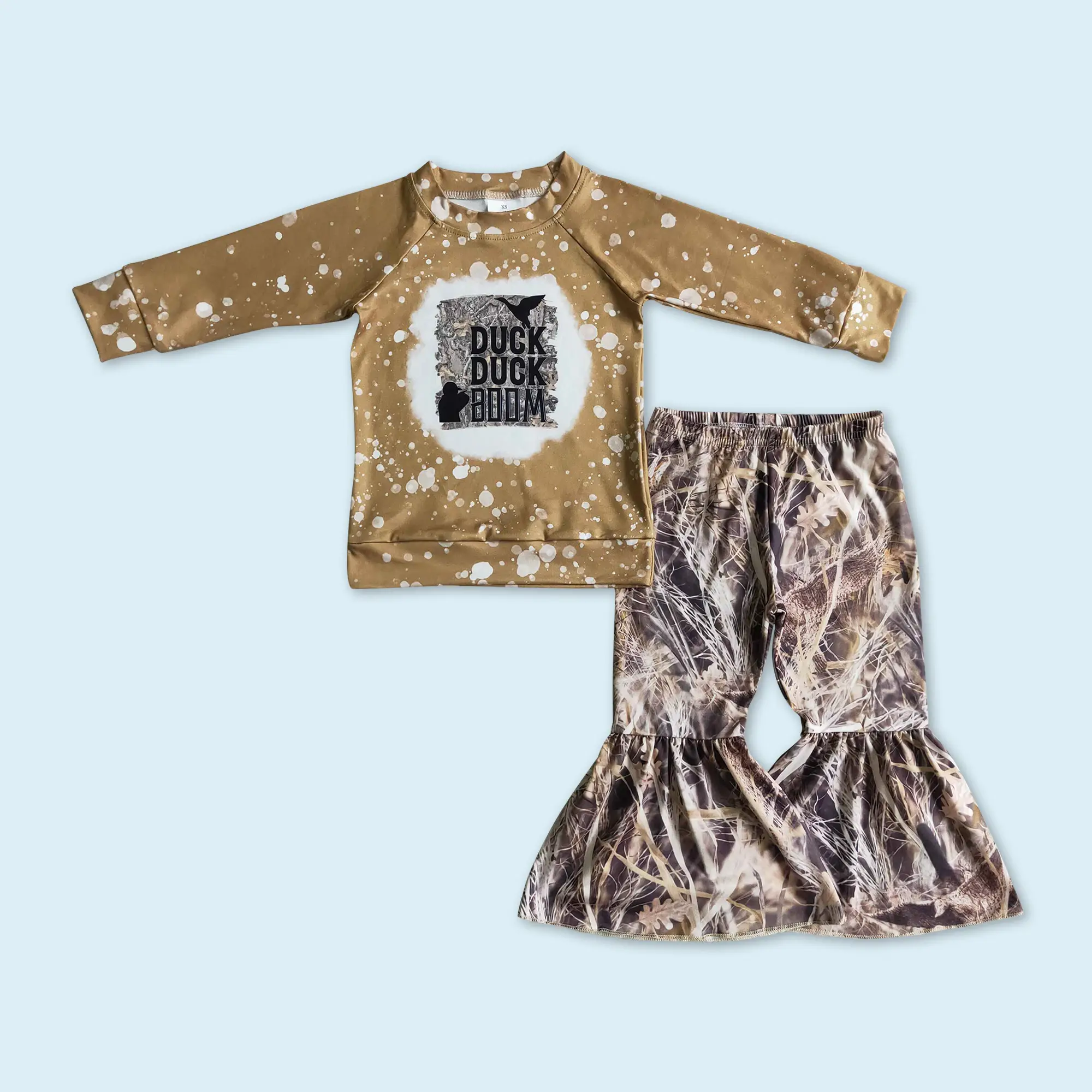 Duck camo long sleeve top bell bottoms kids girls outfit