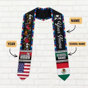 [HOT 2026] Custom Mexican Graduation Sash 2026 Mexican American Flag Graduation Sash 2026 Hispanic Sash
