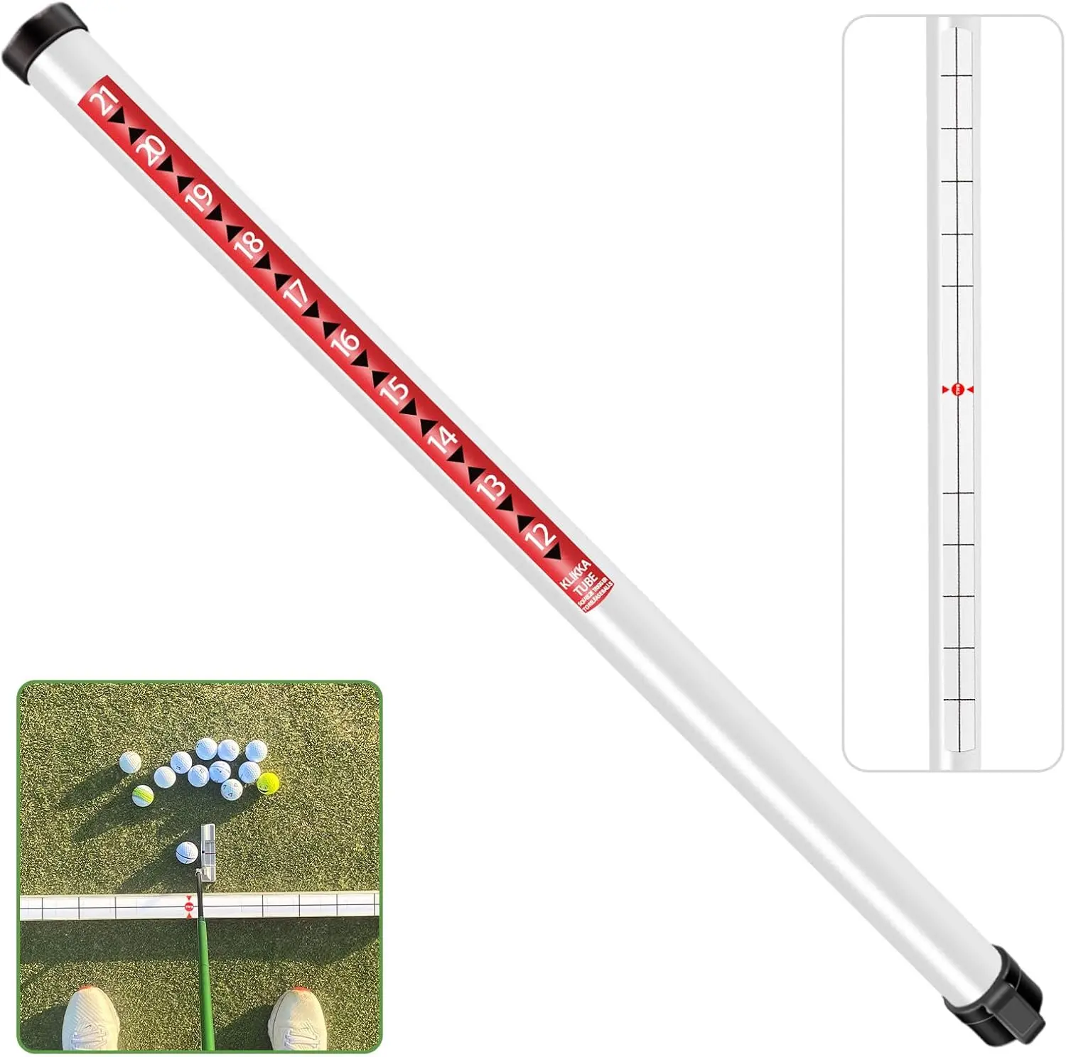 Golf Ball Retriever Professional Picker Golf Ball Shag Tube Plastic Release Retrievers Collector Practice Pick-up Sucker Tool, 35.4 Inch