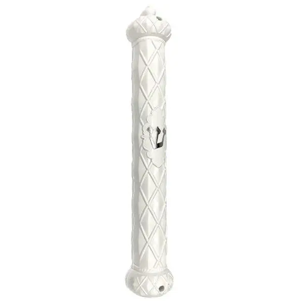 Mezuzah Metallic Gray-amp Black Striped Design Metal "shin"