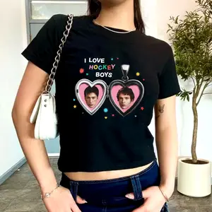 I Love Hockey Boys Heated Rivalry Baby Tee, Shane Hollander, Ilya Rozanov Tee, Williams Connor Storrie Tee, Women's Baby Tee, Gift For Her, Y2k Baby Tee