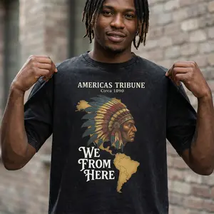 American Tribune Autochthonous T-Shirt "We From Here" - Vitage Style with Map Grapuic Hoodie, Sweatshirt
