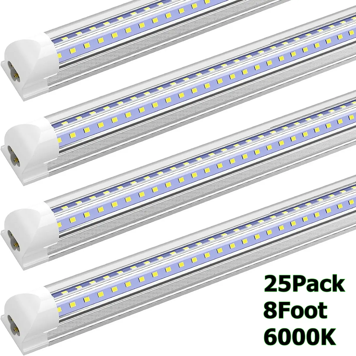 25Pcs 8FT LED Shop Lights, 72W T8 8 Foot Integrated Fixtures, Led Tubes, Linkable, V shape, 6000K Cool White, Ceiling Lights Wall Lamp for Garage Factory Warehouse Illumination, Plugs Not Included light for barber shop barber shop light bar