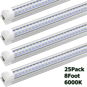 25Pcs 8FT LED Shop Lights, 72W T8 8 Foot Integrated Fixtures, Led Tubes, Linkable, V shape, 6000K Cool White, Ceiling Lights Wall Lamp for Garage Factory Warehouse Illumination, Plugs Not Included light for barber shop barber shop light bar