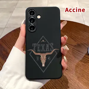 Texas Longhorn Emblem Pattern Phone Case Compatible with Samsung Galaxy S26 S23 Ultra S24 Plus S25 S22 Edge Shockproof Drop Protection Rugged Durable Silicone Cover