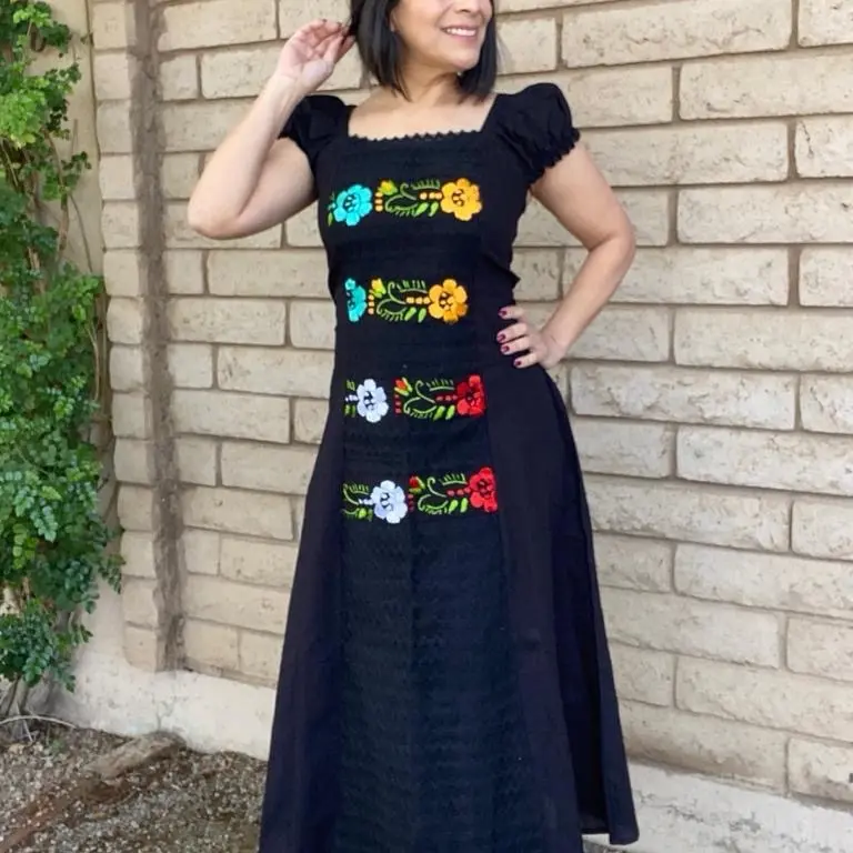 Vestido Victoria Handmade Embroidered Dresses in Oaxaca hand made in Mexico