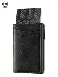 Automatic Pop-up Metal Credit Card Pop Up Credit Card Holder Men Card Wallet Slim Thin Metal Minimalist Wallet Slim Bank Credit Cardholder Metal Case Bifold Wallets for Men Business Bank Card Slim Extra Capacity Card Holder, Gift Ready,Casual