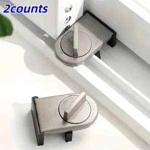2-Pack Aluminum Sliding Locks, Push-Pull Window Locks, Anti-Jamming, Anti-Theft, Anti-Fall, Home Office Door Locks, Household Accessories