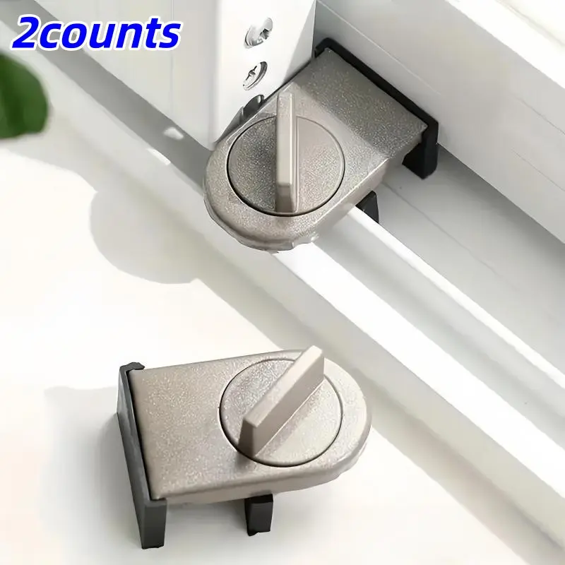 2-Pack Aluminum Sliding Locks, Push-Pull Window Locks, Anti-Jamming, Anti-Theft, Anti-Fall, Home Office Door Locks, Household Accessories, Hardware